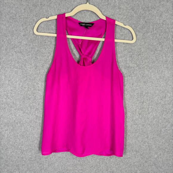 Express Tank Top XS Pink Satin Tie Back Blouse Silky Flowy Vacation Career Twee* - Picture 1 of 9